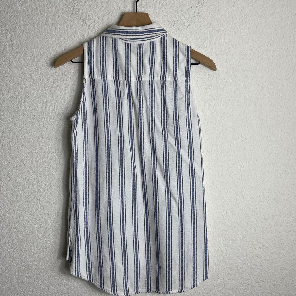 Shyanne Women’s Sleeveless Blue Stripe Lace Collar Blouse Small - Picture 8 of 10